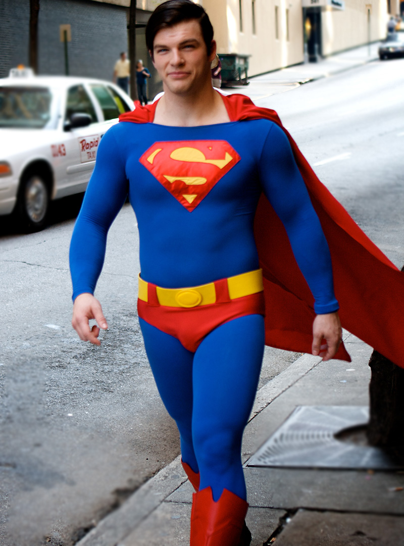 Male Superman Cosplay Costume Superhero Catsuit